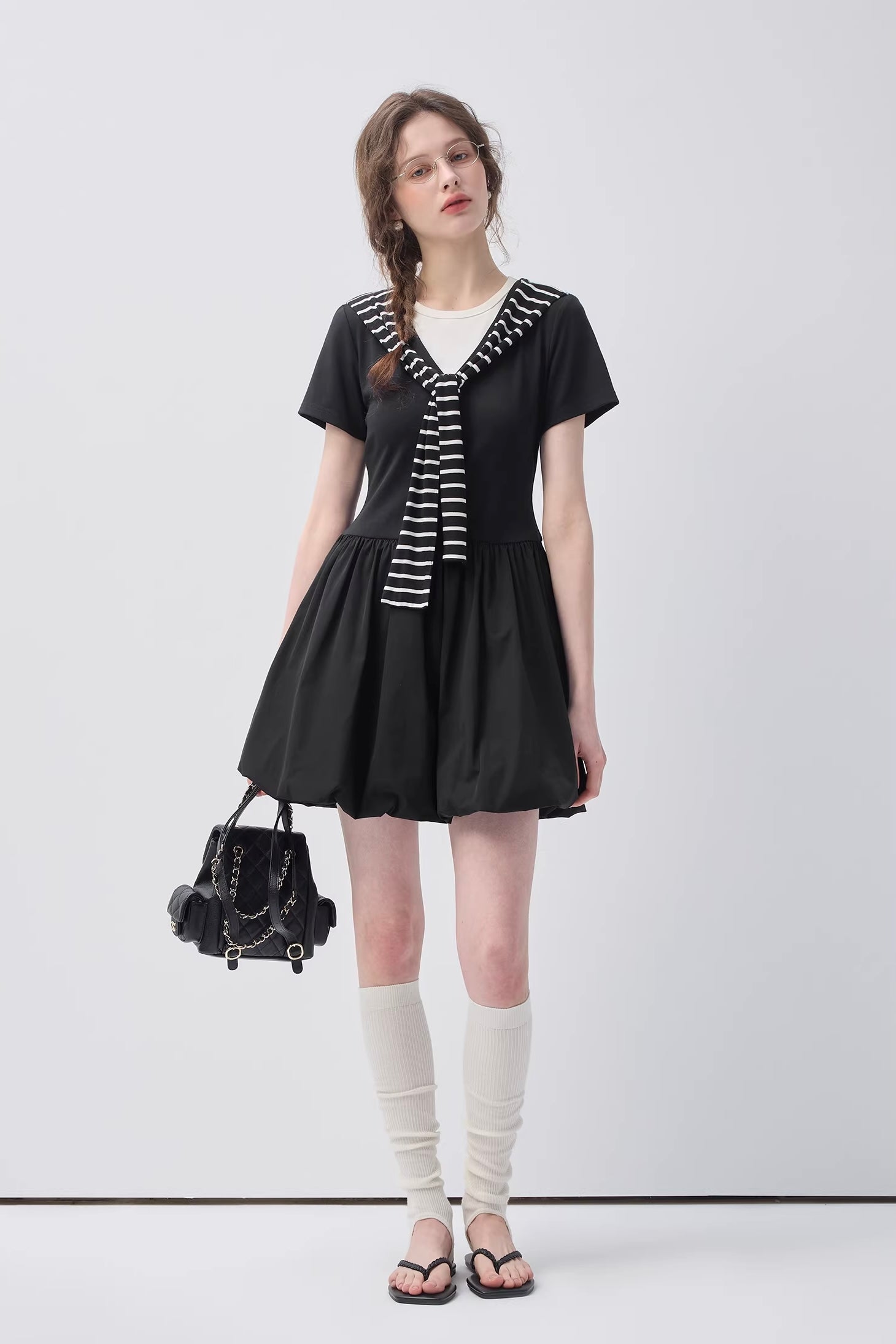 セーラーカラーバルーンワンピースC3656