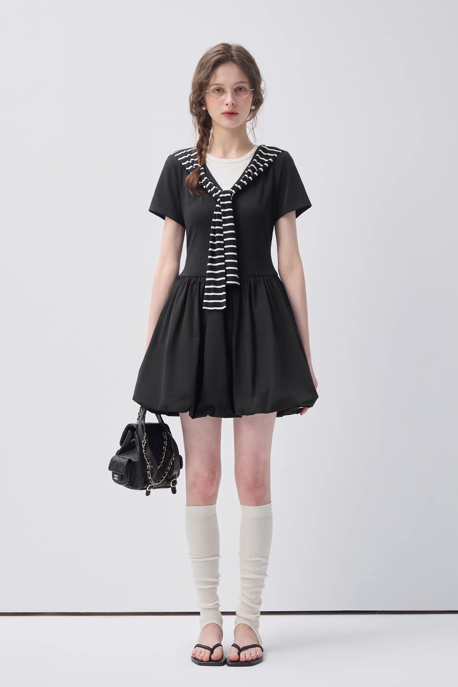 セーラーカラーバルーンワンピースC3656