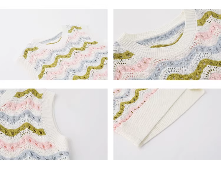 マルチカラーアクセントストライプニットトップスC3656