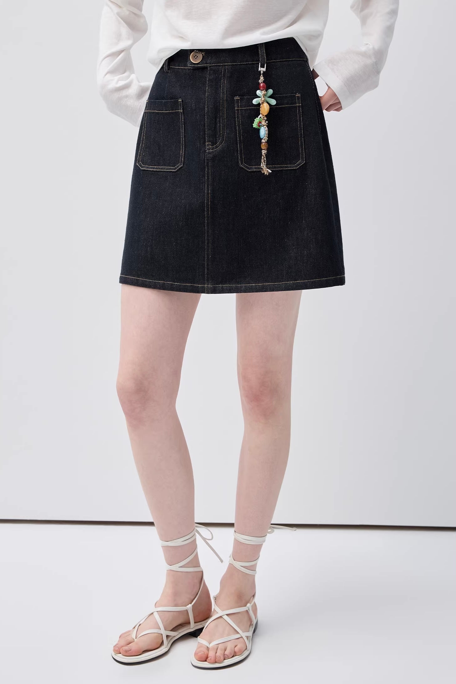 ステッチアクセントデニムミニスカートC3710