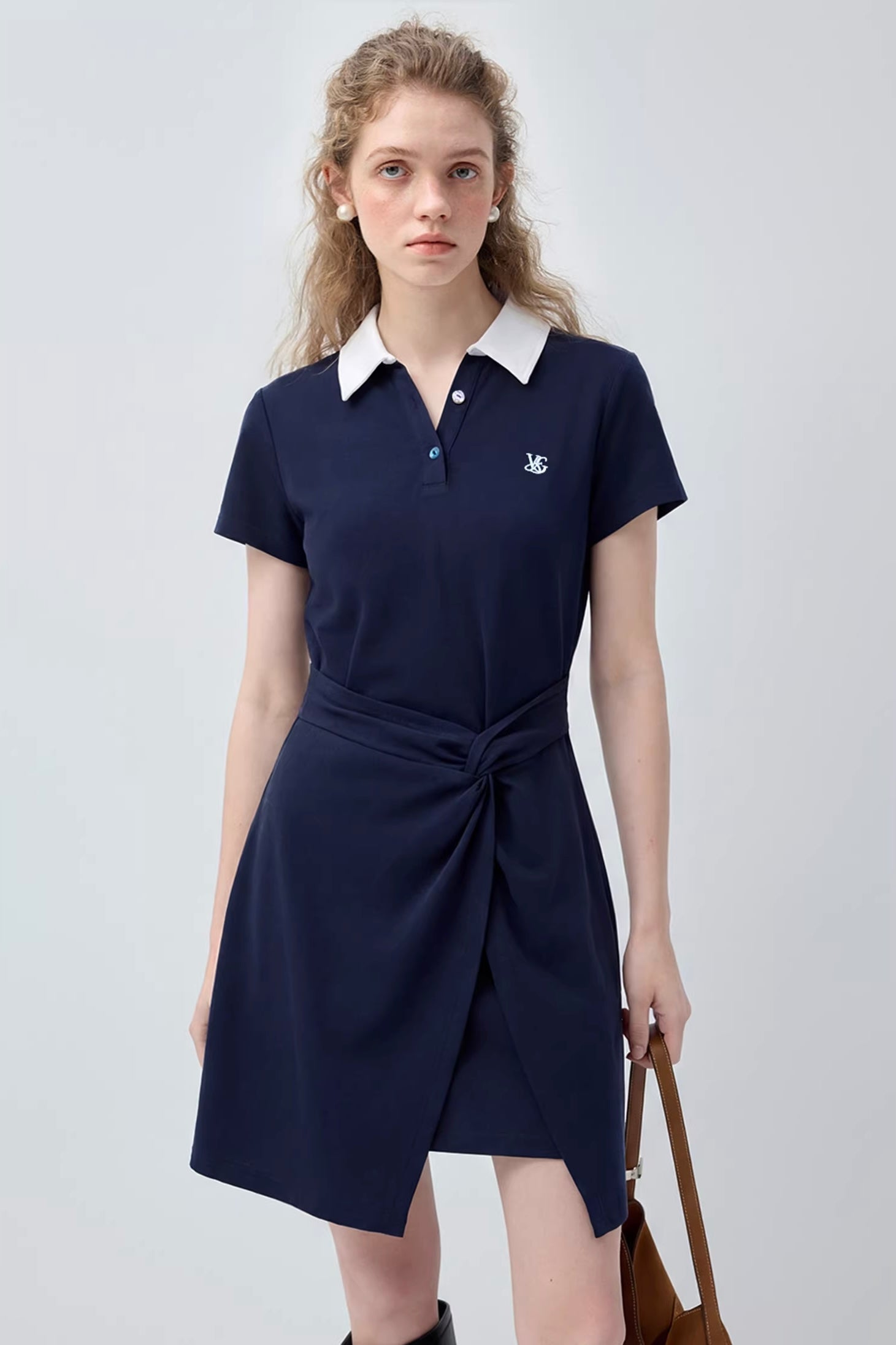 ツイストウエストデザインポロワンピースC3713