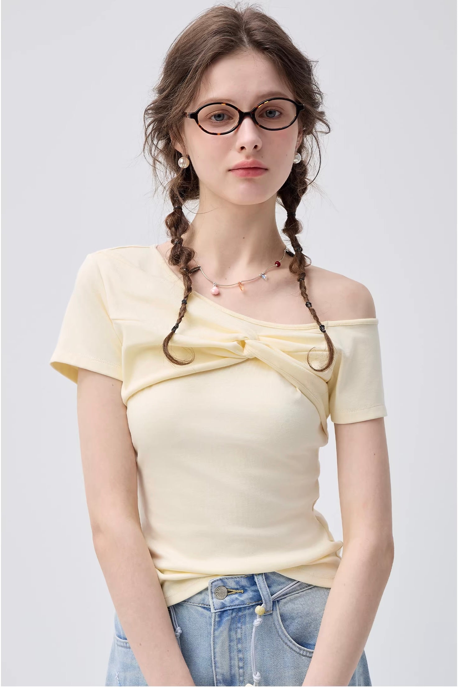 アシメツイストフィットシルエットTシャツC3719