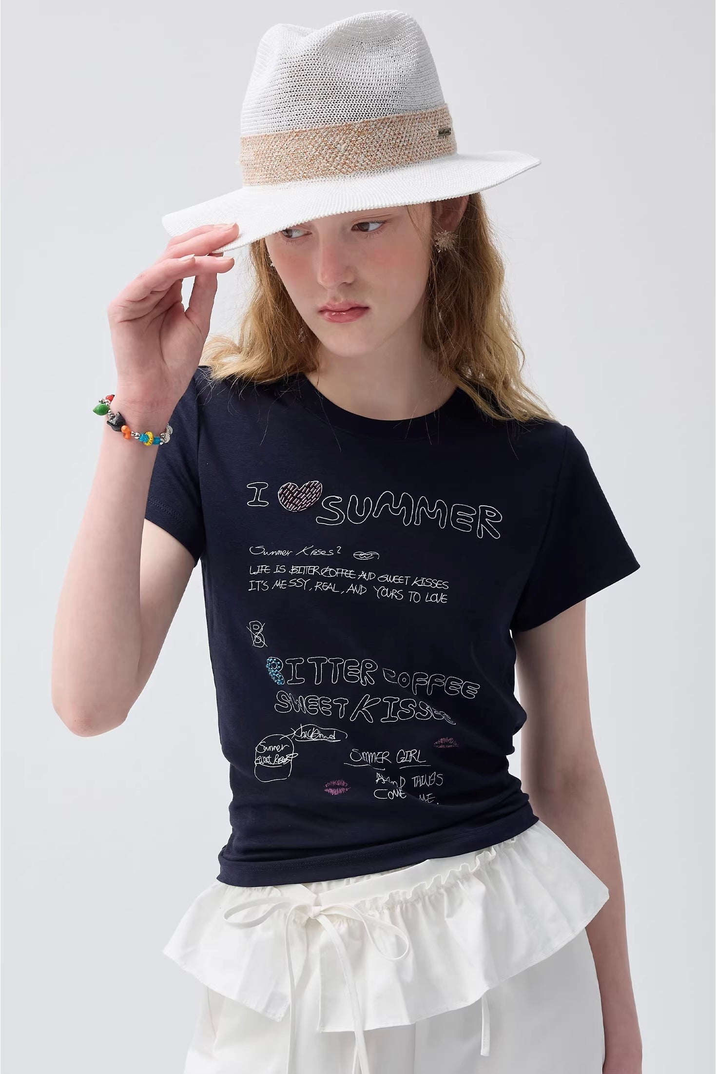 フィットシルエットグラフィックTシャツC3727