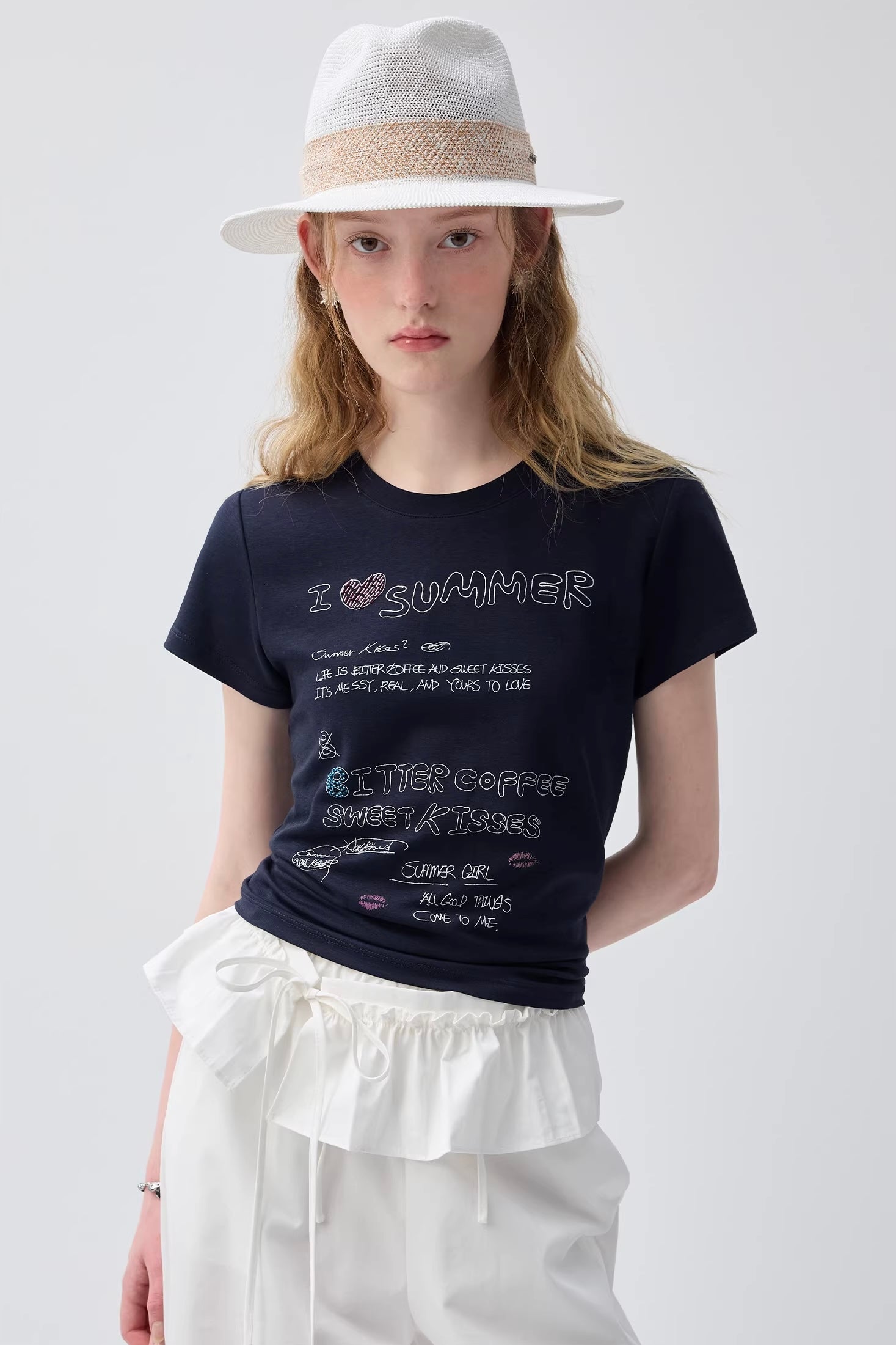 フィットシルエットグラフィックTシャツC3727