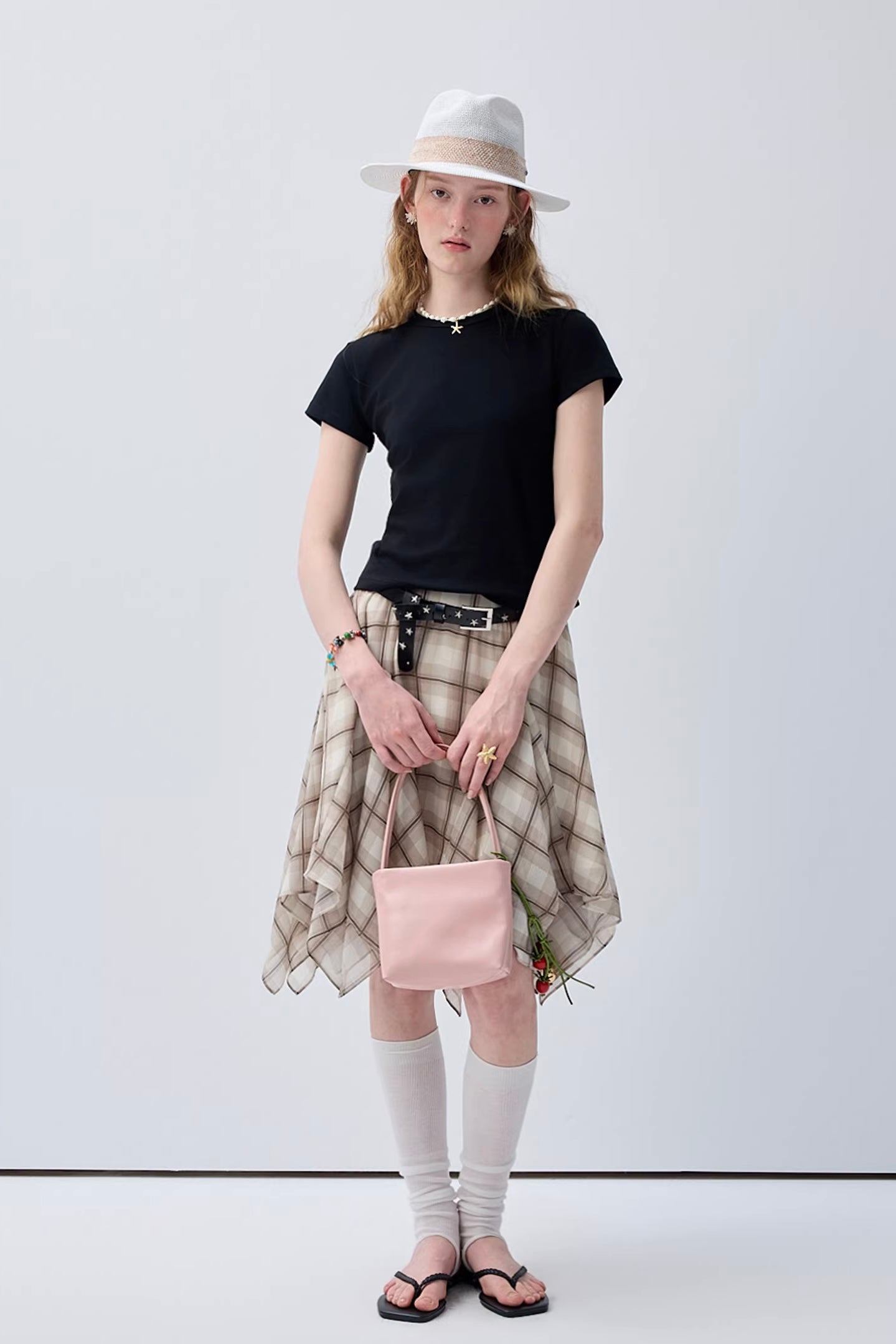 ヴィンテージアシンメトリーチェックスカートC3751