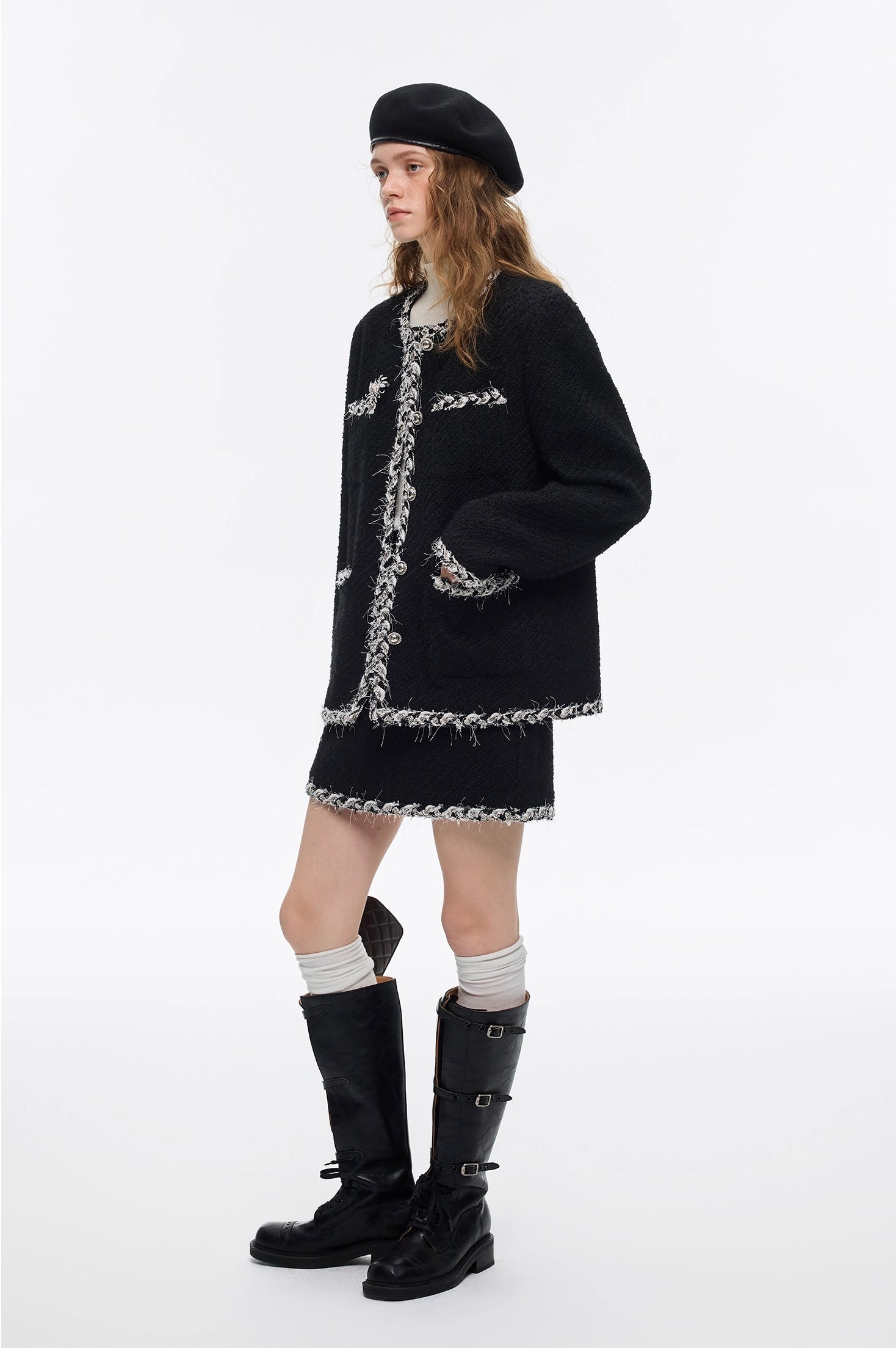 ウールブレンド ツイードライクスカート(セットアップ)
C3371