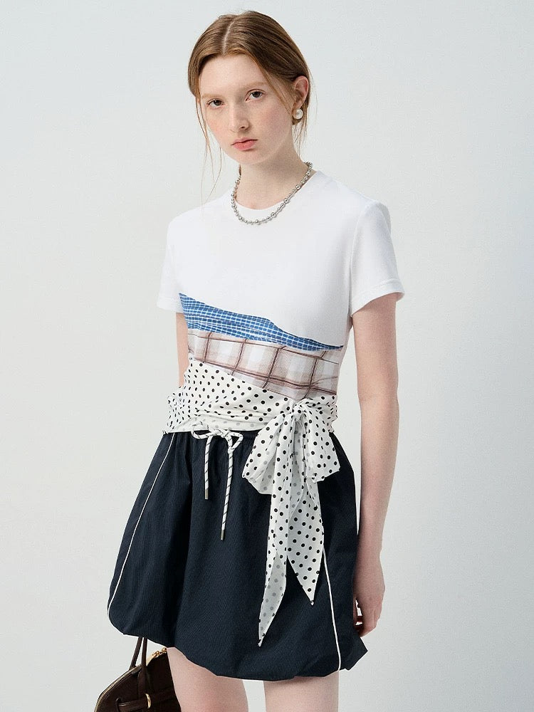 パッチワークレイヤードデザインTシャツ
C2957