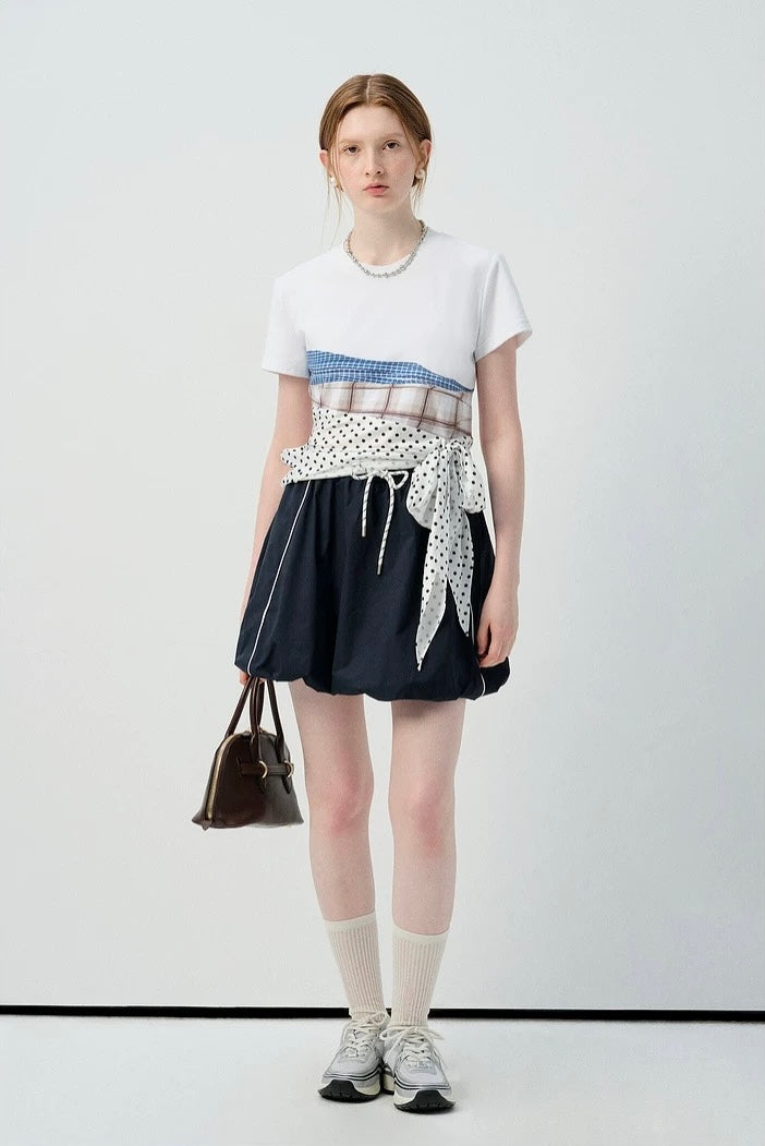 パッチワークレイヤードデザインTシャツ
C2957