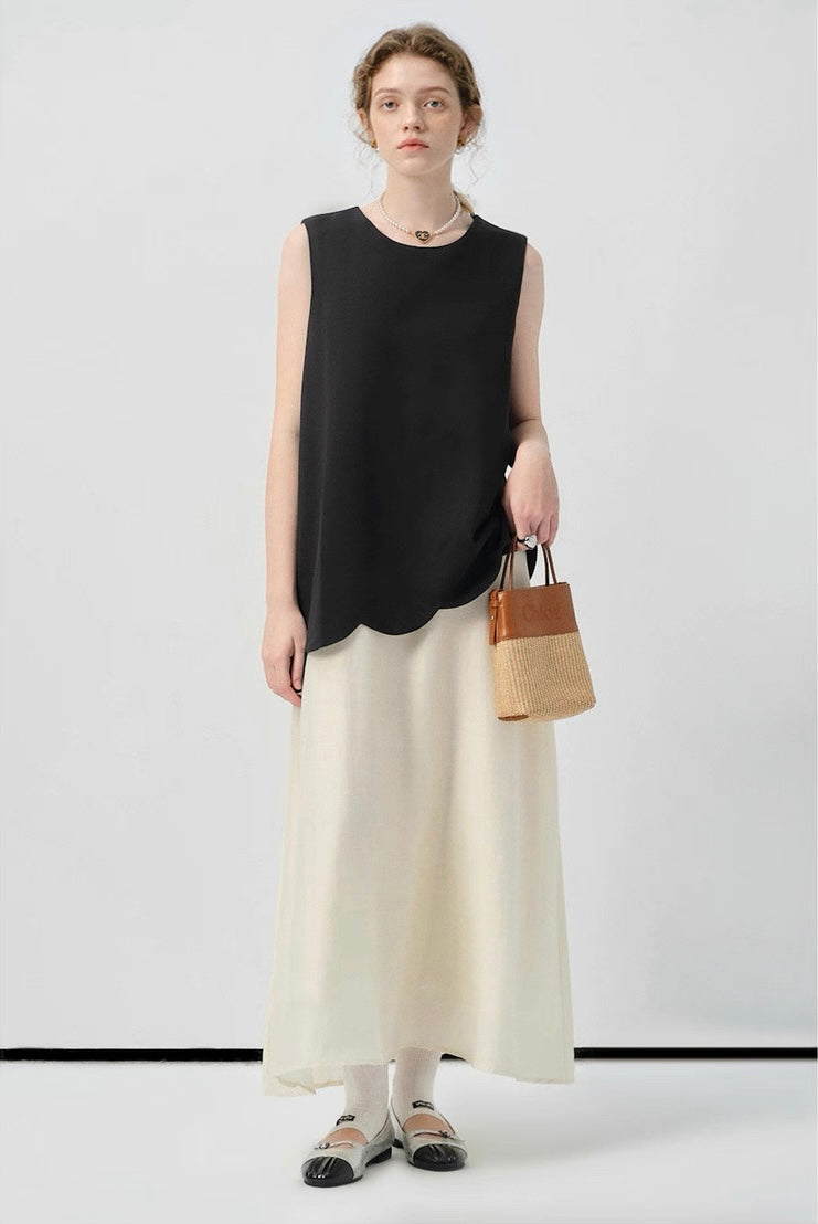 バイカラーノースリーブワンピース
C2962