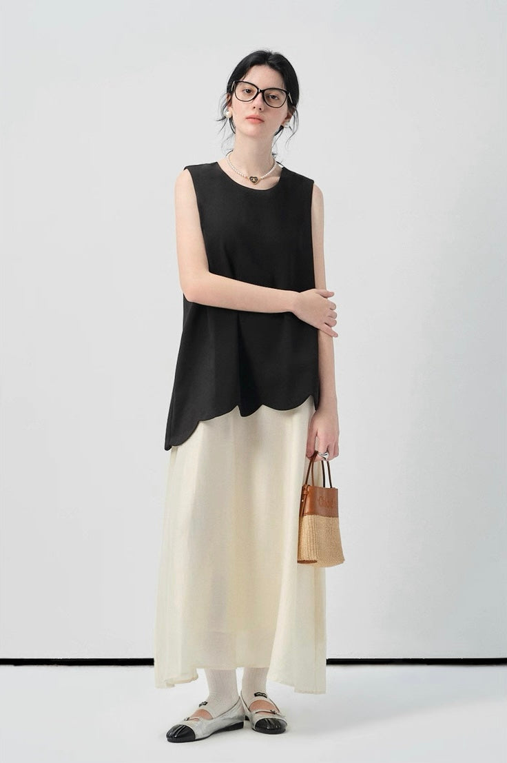 バイカラーノースリーブワンピース
C2962