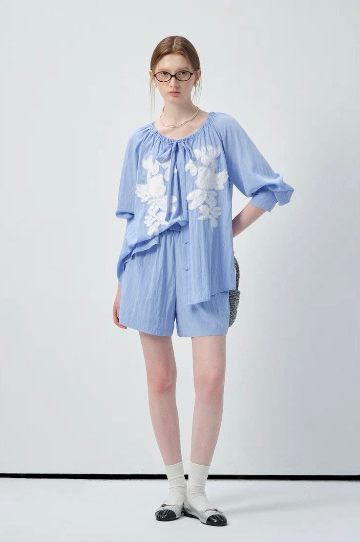 フラワー刺繍ラウンドネックセットアップ
C2968