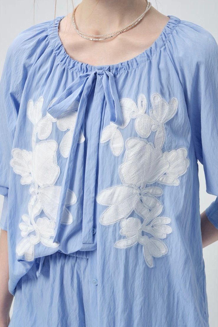 フラワー刺繍ラウンドネックセットアップ
C2968