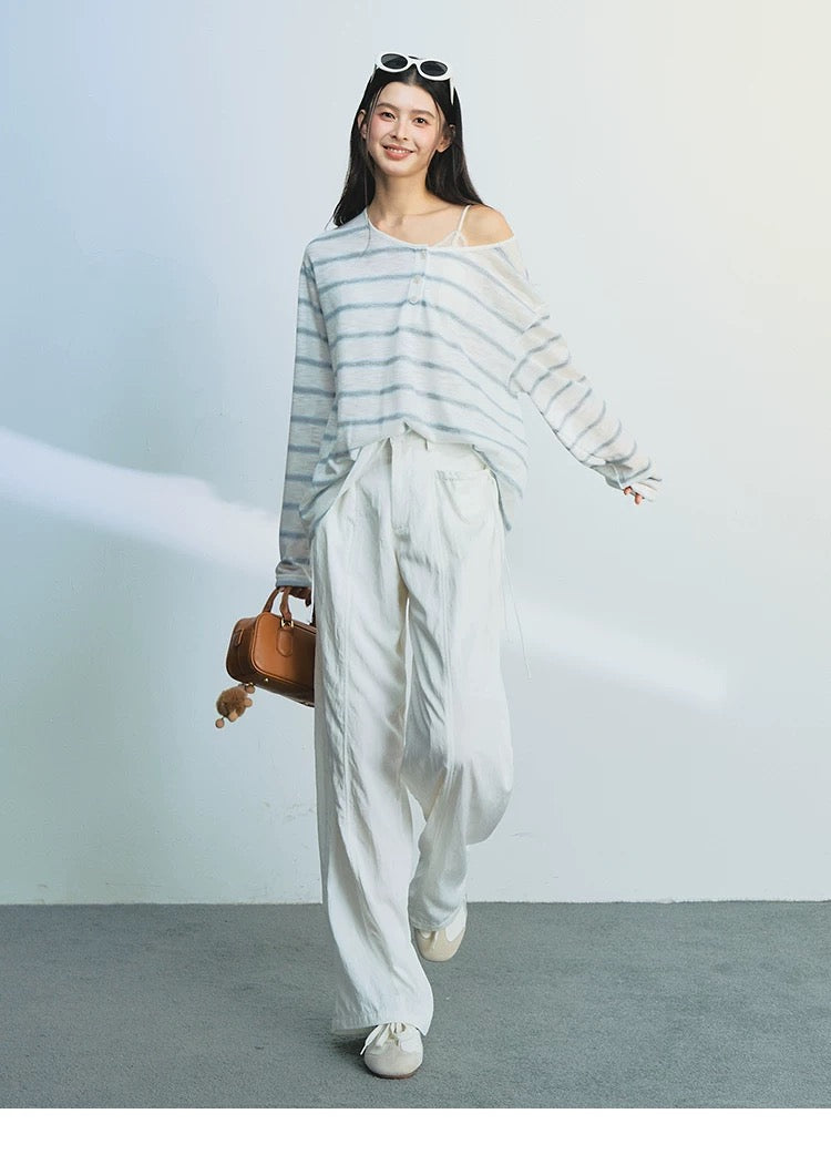 ストライプオーバーTシャツT2672