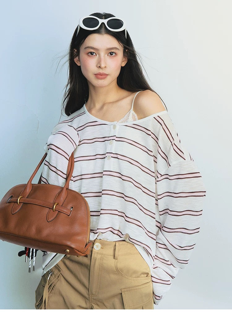 ストライプオーバーTシャツT2672