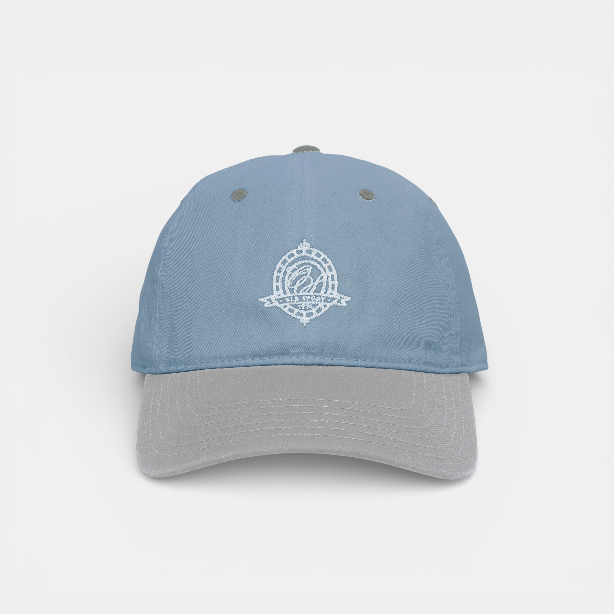 バイカラーエンブレムCAP SAX/BEIGE