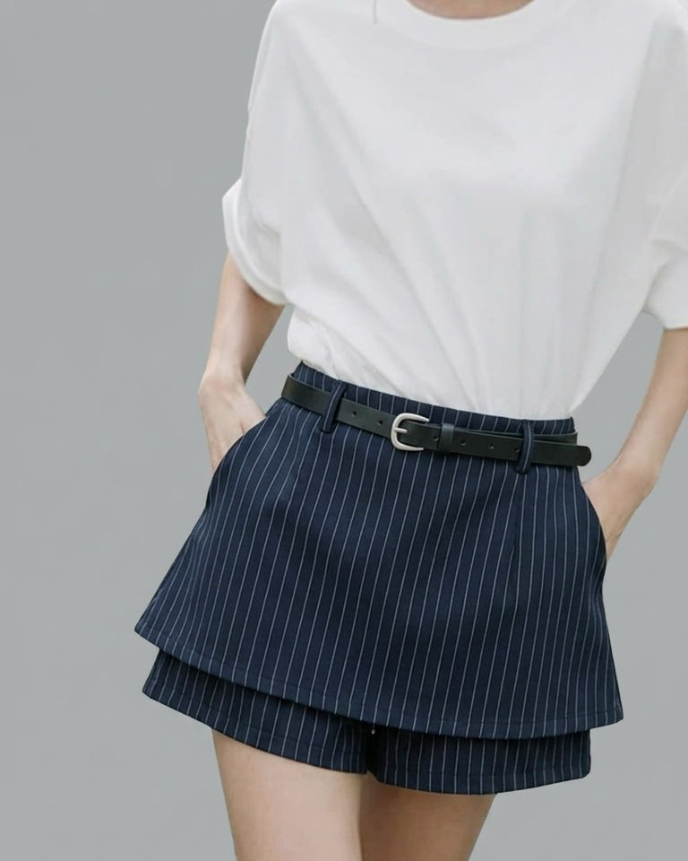 ピンストライプスカートショートパンツ C3831