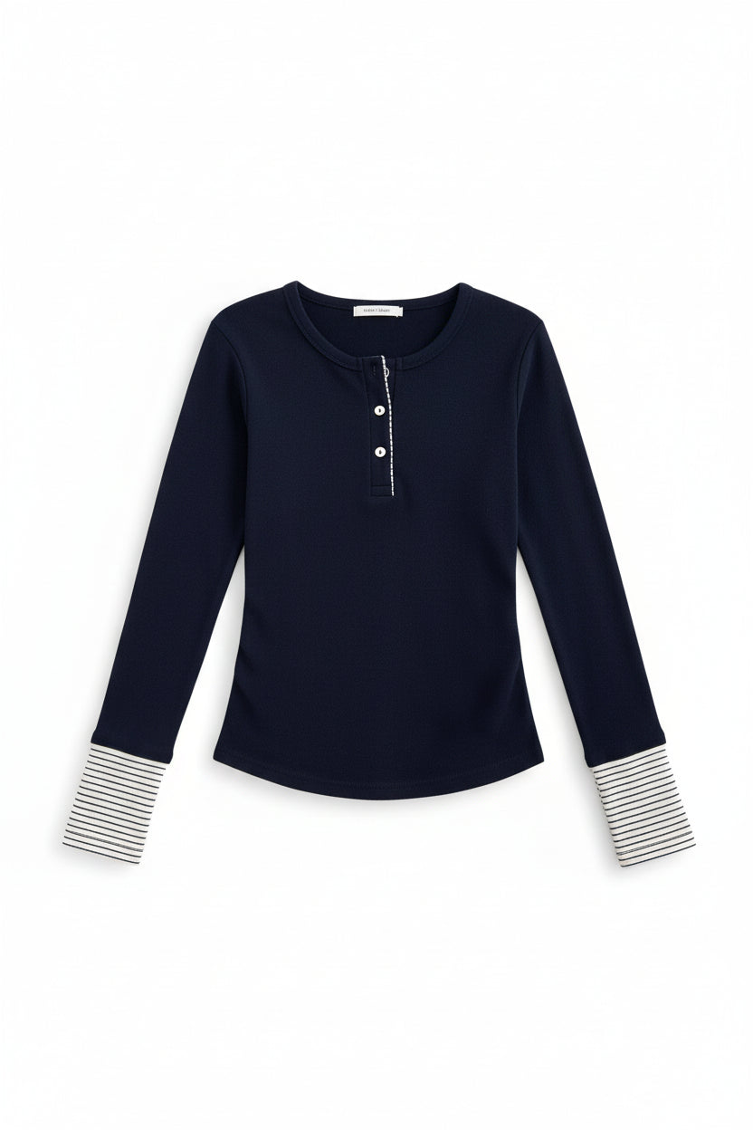 ヘンリーネックトップス × ソフトプリーツミニセット T3006