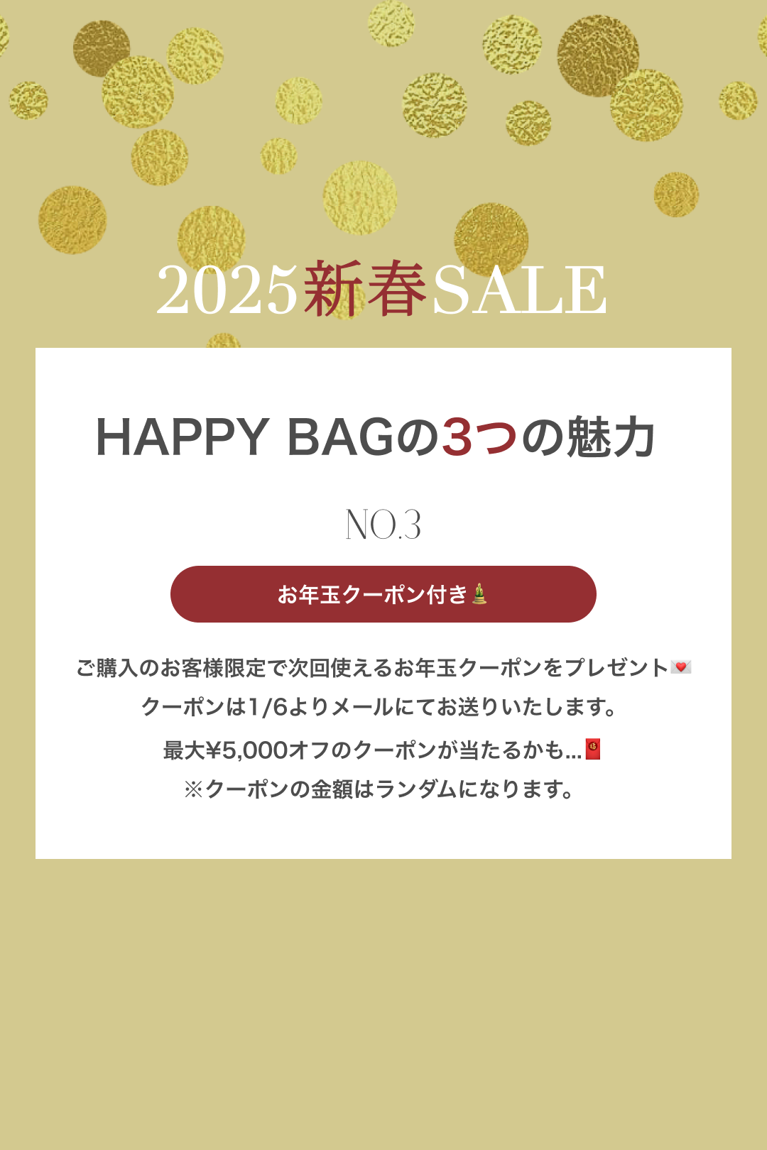 最大¥2,000OFF相当！中身が選べるHAPPY BAG【2点セット】※数量限定※お一人さま1点まで