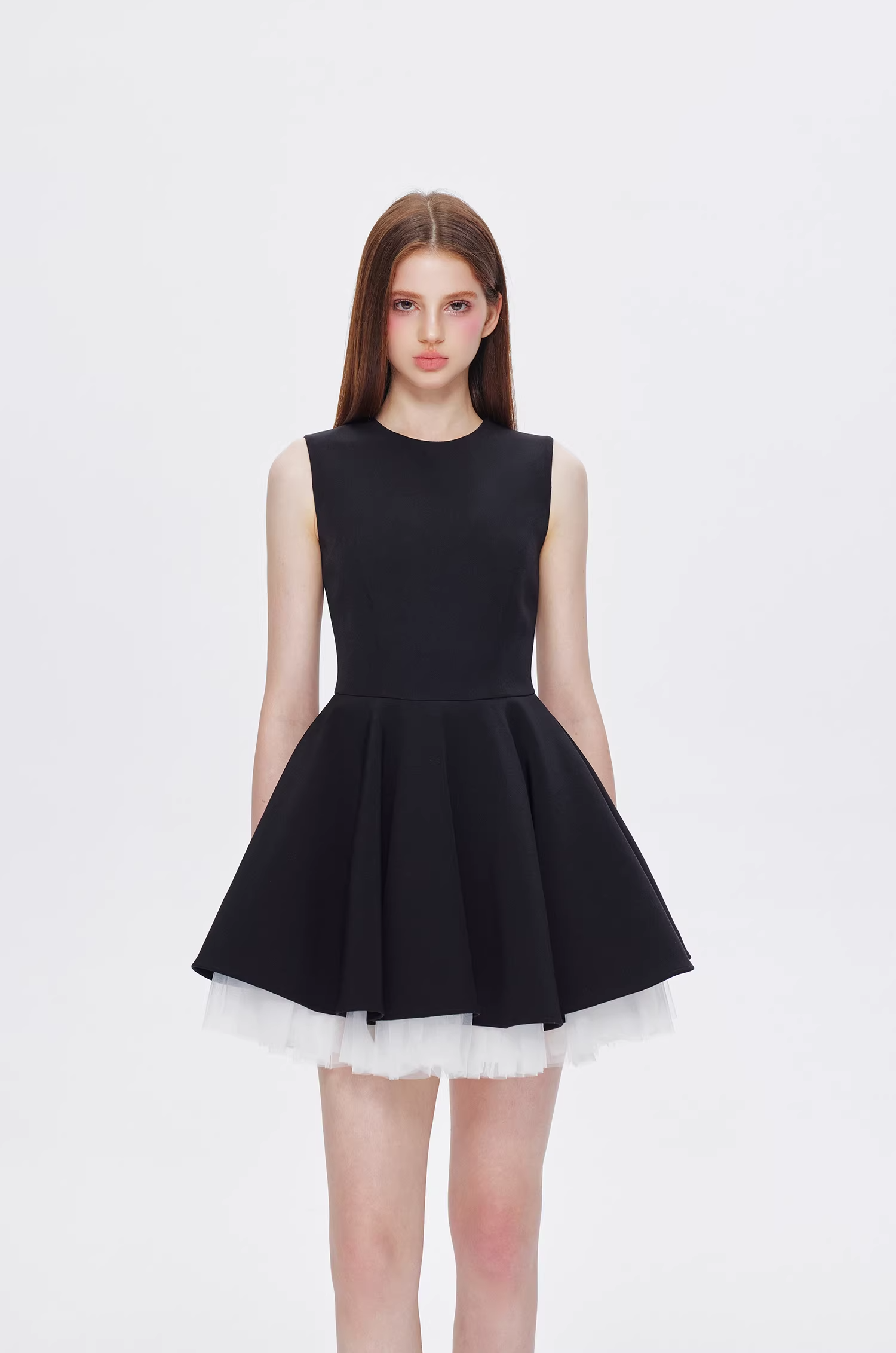 【即納】チュールヘムノースリミニワンピースC2864