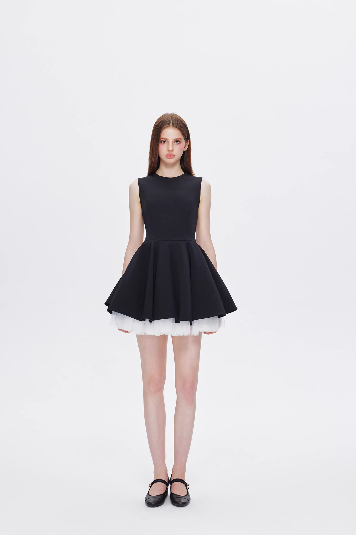 【即納】チュールヘムノースリミニワンピースC2864