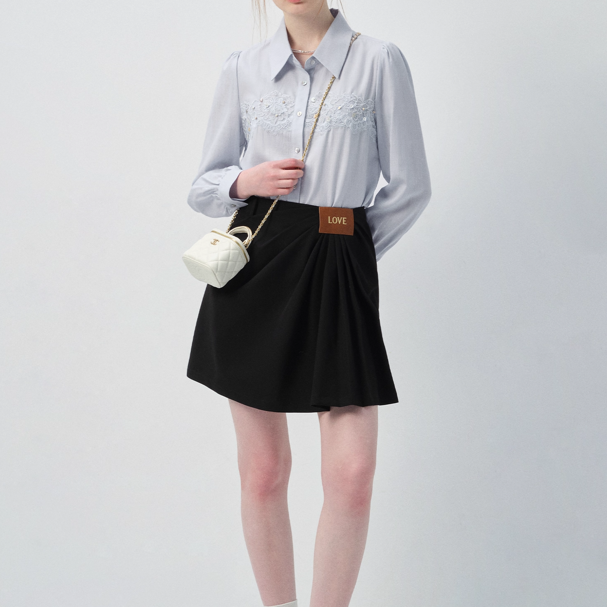 タックデザインカットミニスカート S タックデザインミニスカート C2993