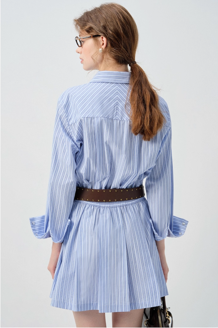 DT♪1TEXAS 柄モスリンドレス シャツワンピース 関税込 ワンピース