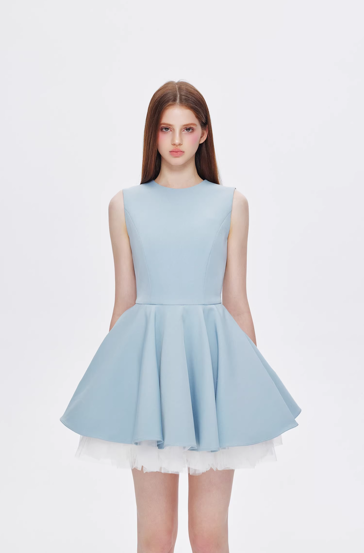 【即納】チュールヘムノースリミニワンピースC2864