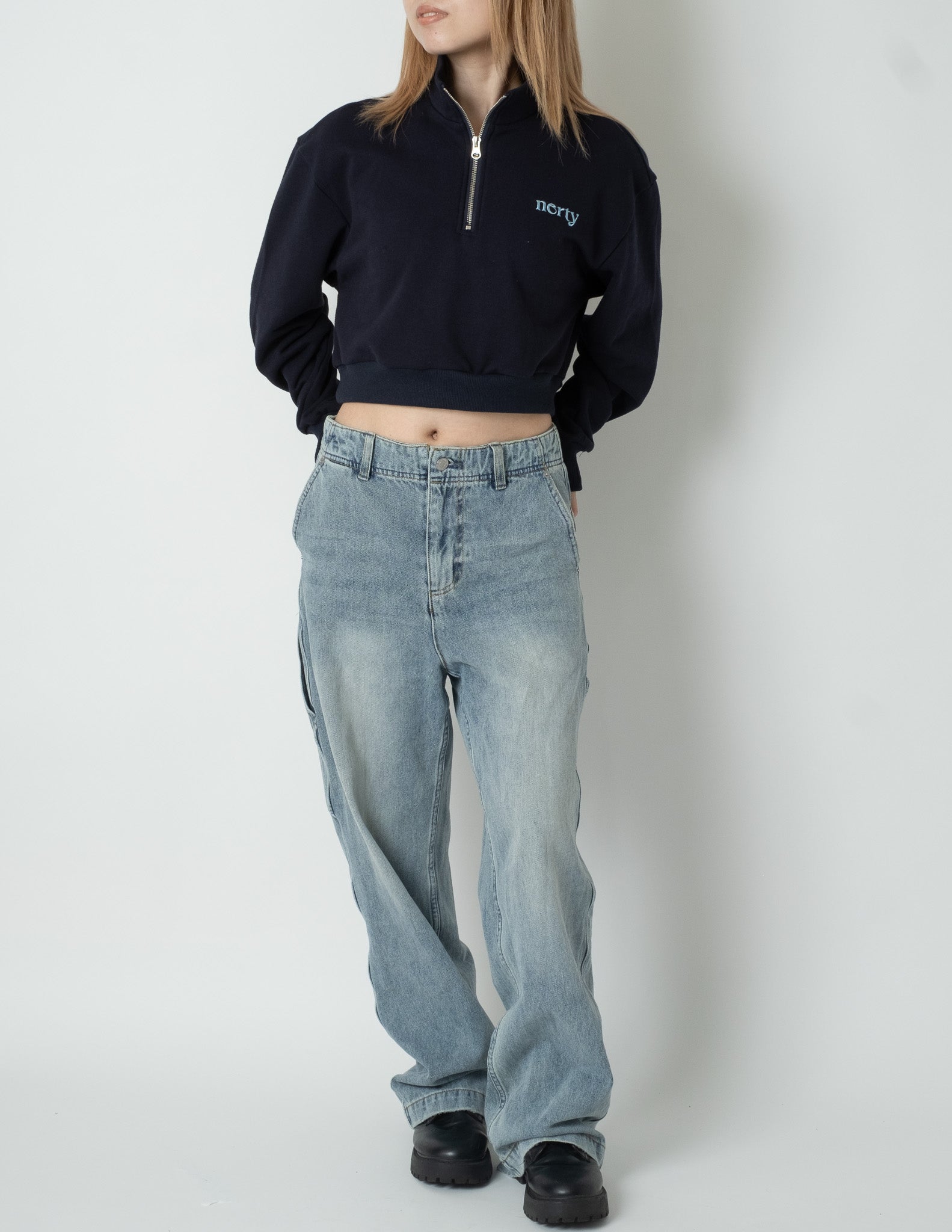 【9/28 on sale】Half zip crop sweatshirt NE0001