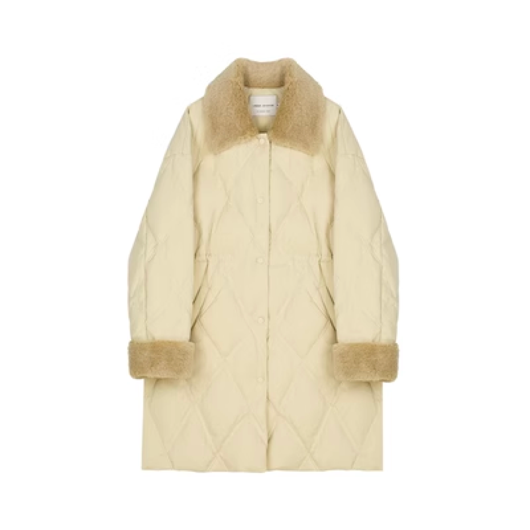 A-line boa collar down jacket C1432