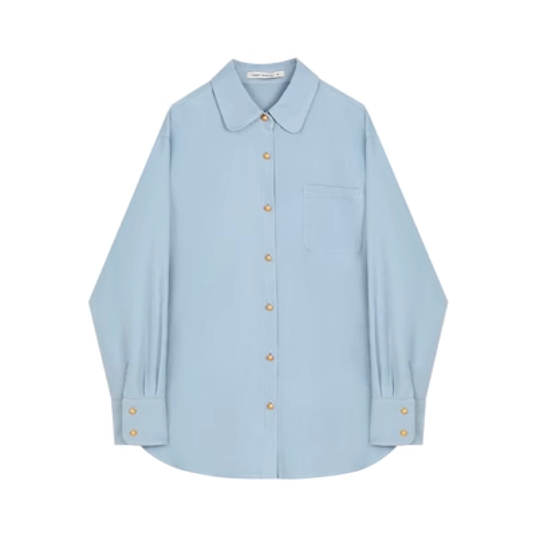 Light blue gold button shirt C1189