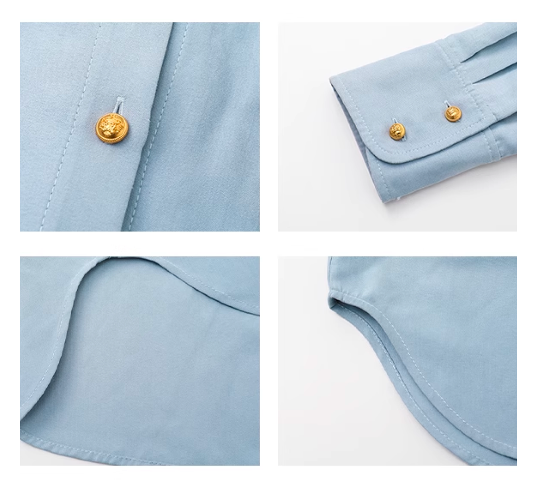 Light blue gold button shirt C1189