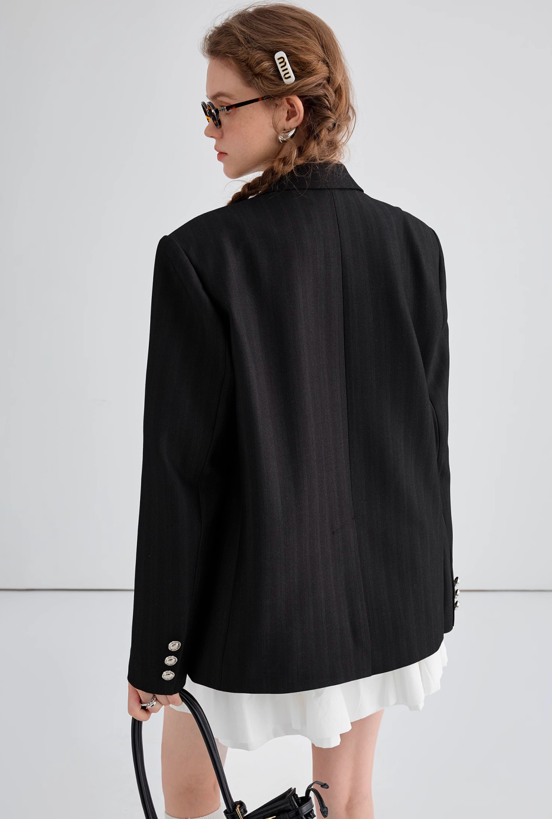 Ribbon Black Drape Jacket C1514