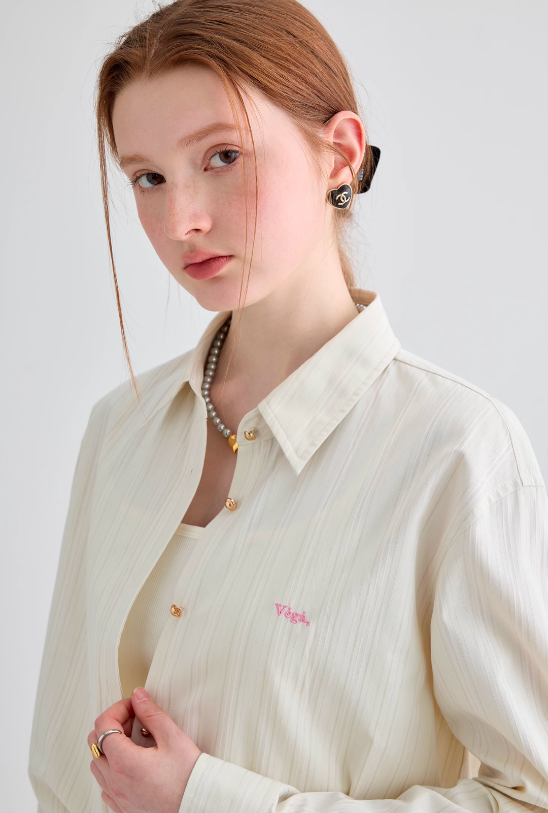 Striped basic logo shirt C1530