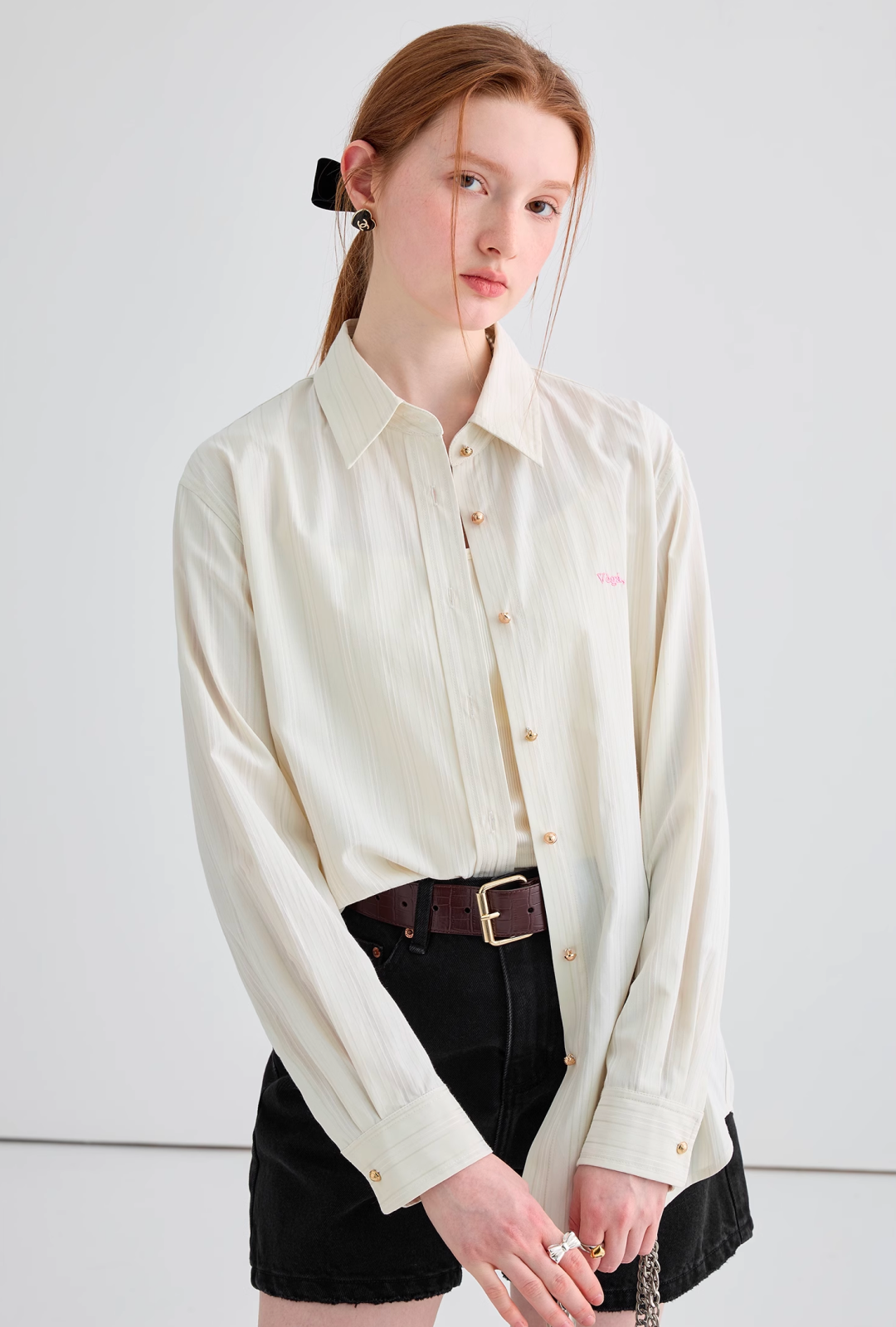 Striped basic logo shirt C1530