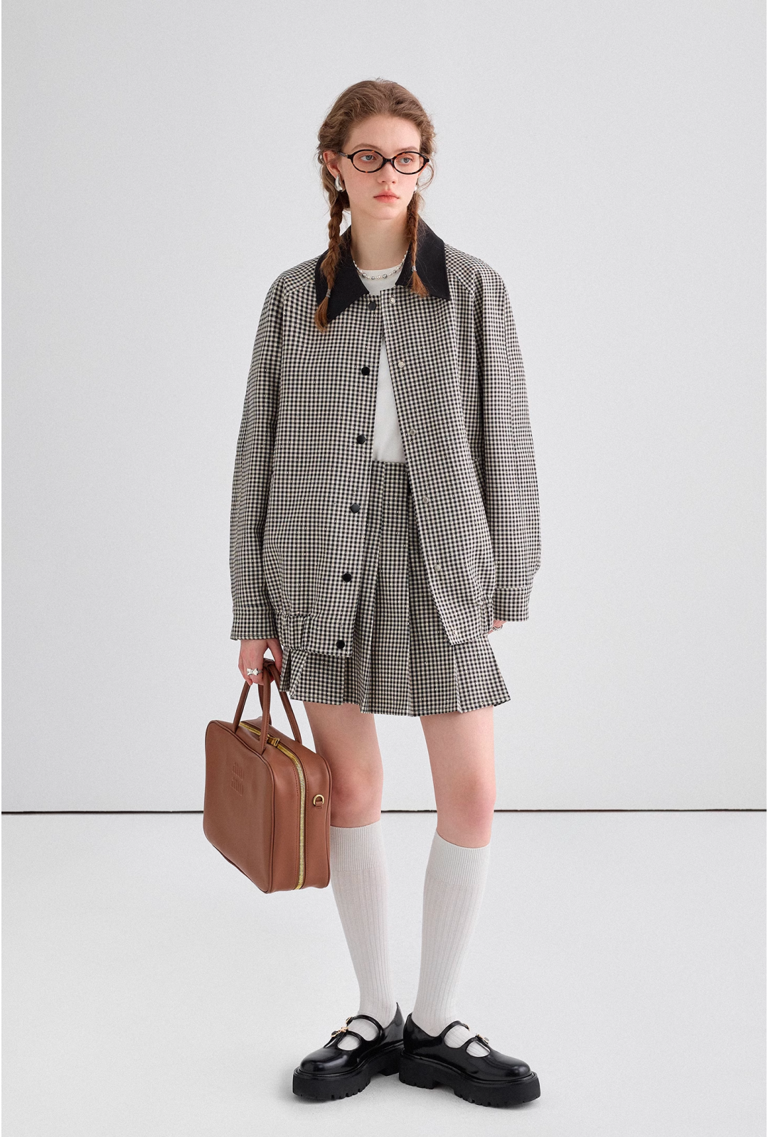 Monotone check mini skirt (can be paired with C1547) C1546