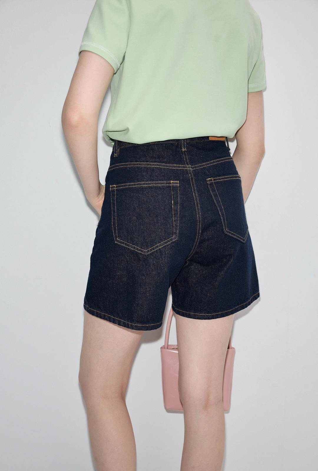 Contrast denim shorts C1599