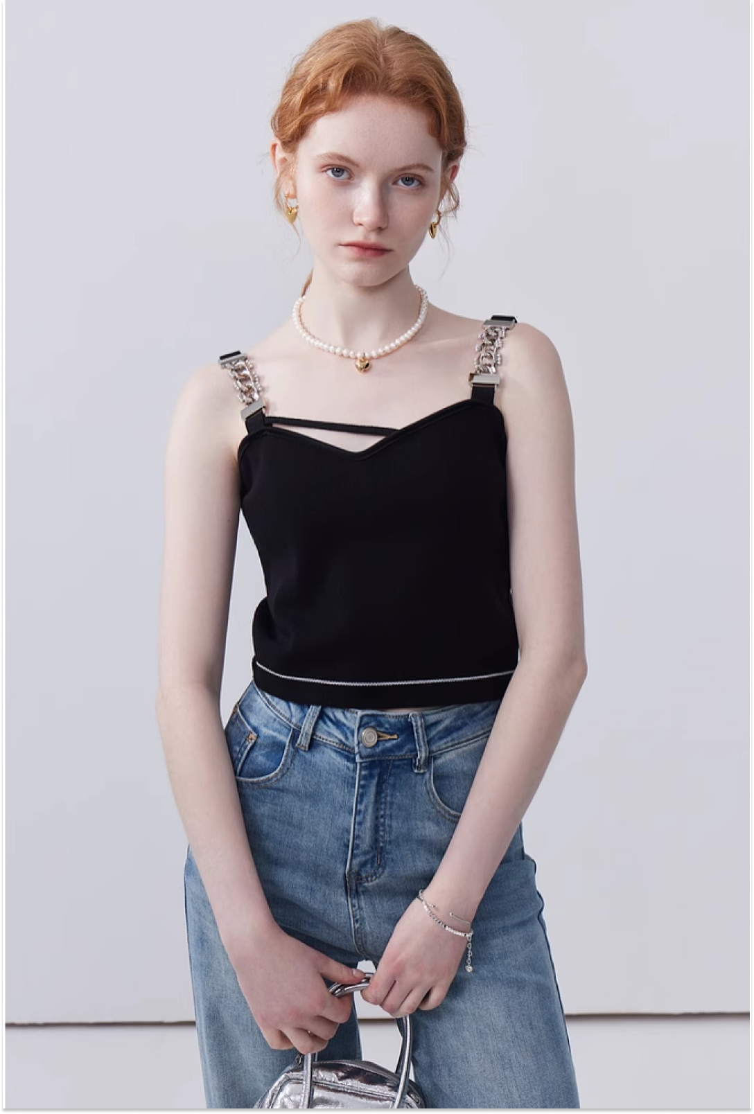 Chain camisole knit top C1715