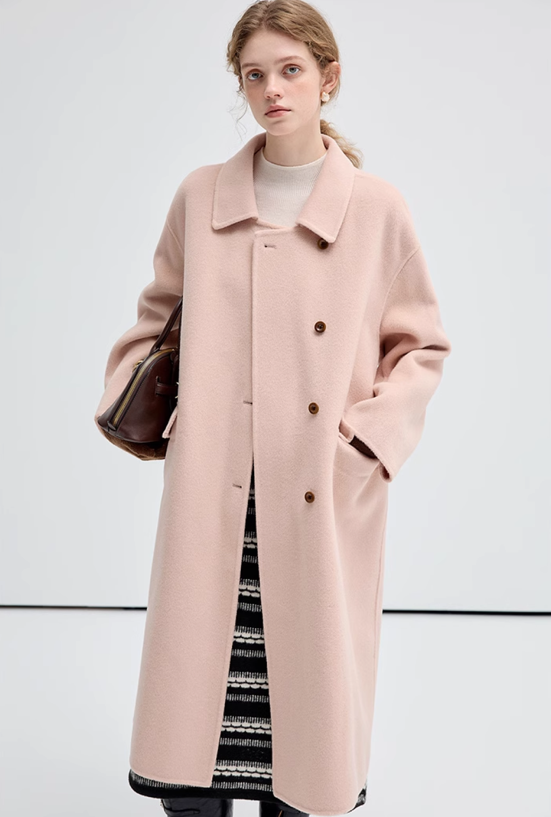 美品✨カデュネ 21AW 5.9万 ウール リバーロングコート 薄ピンク 美品✨カデュネ 21AW 5.9万 ウール リバーロングコート 薄ピンク