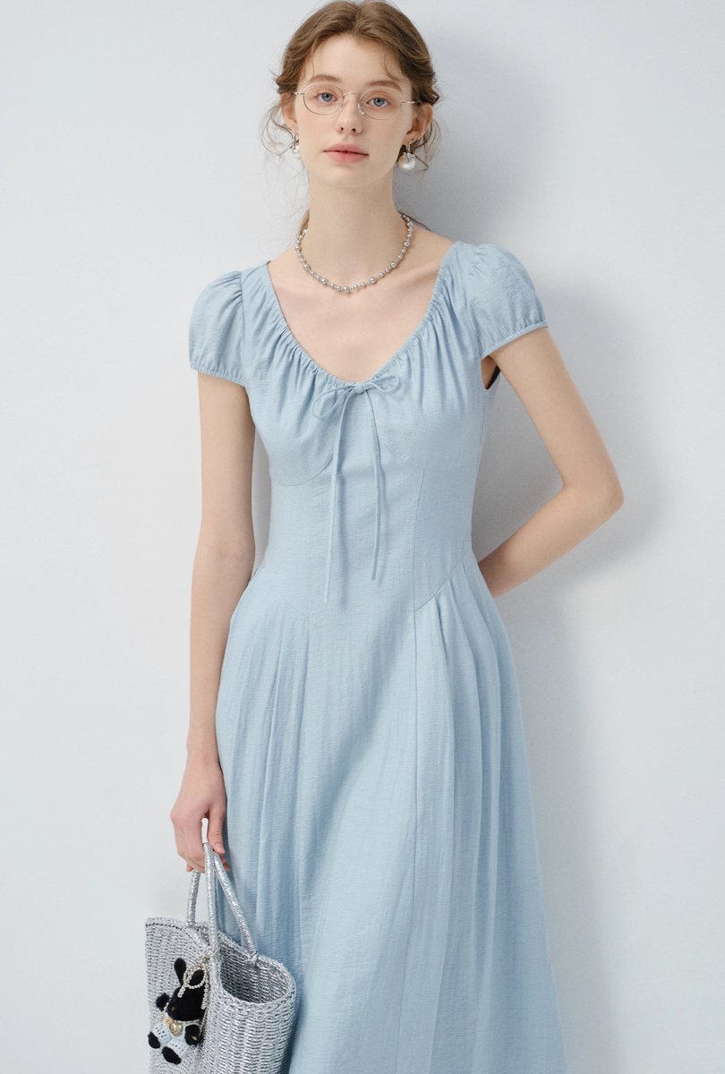 春の装い❤️ウエストマーク ロングワンピース フレンチブラック ABITOKYO ワンピース ウエストマーク タックロング フレンチ