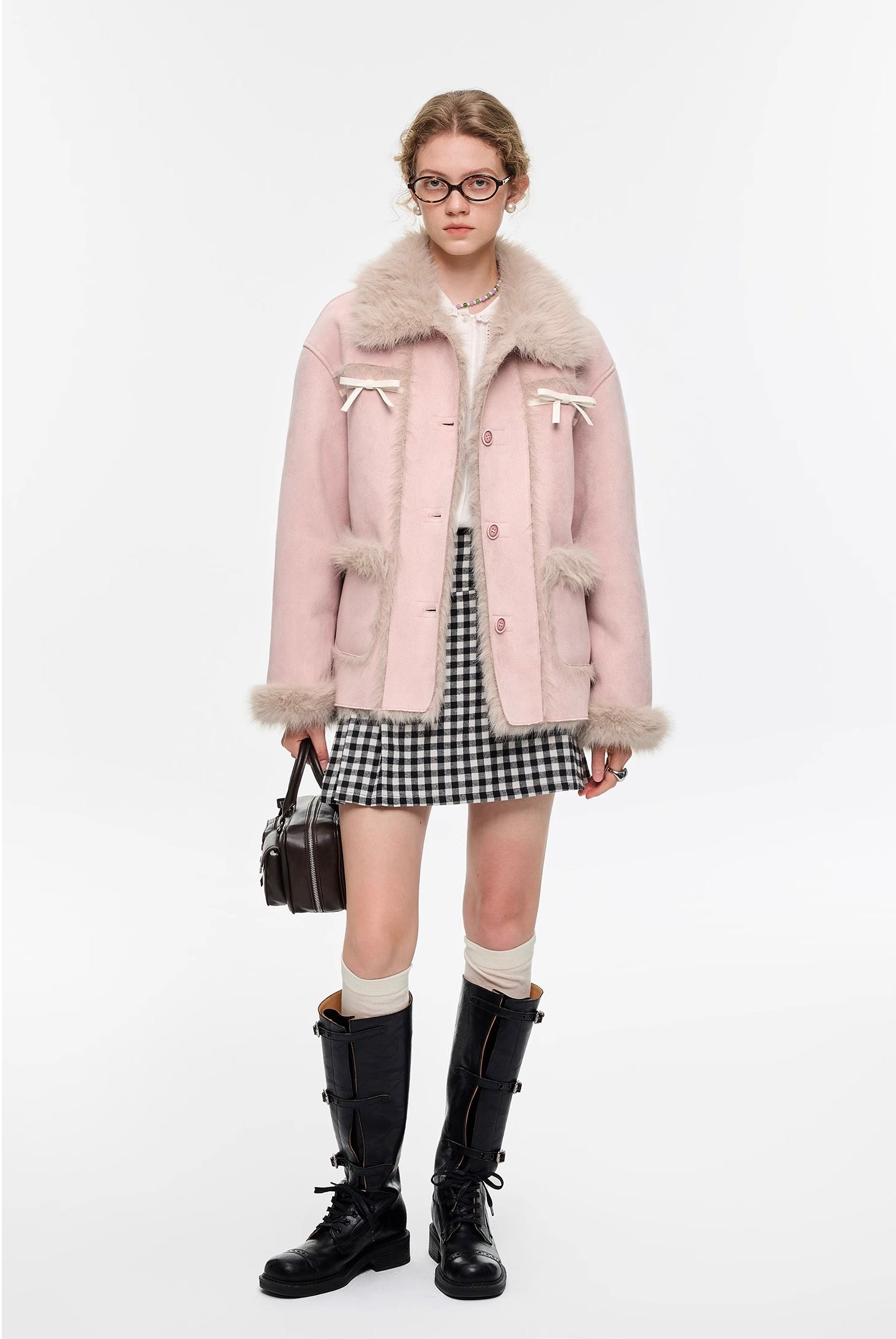 ガーリーレトロスタイルボアムートンジャケット C3280