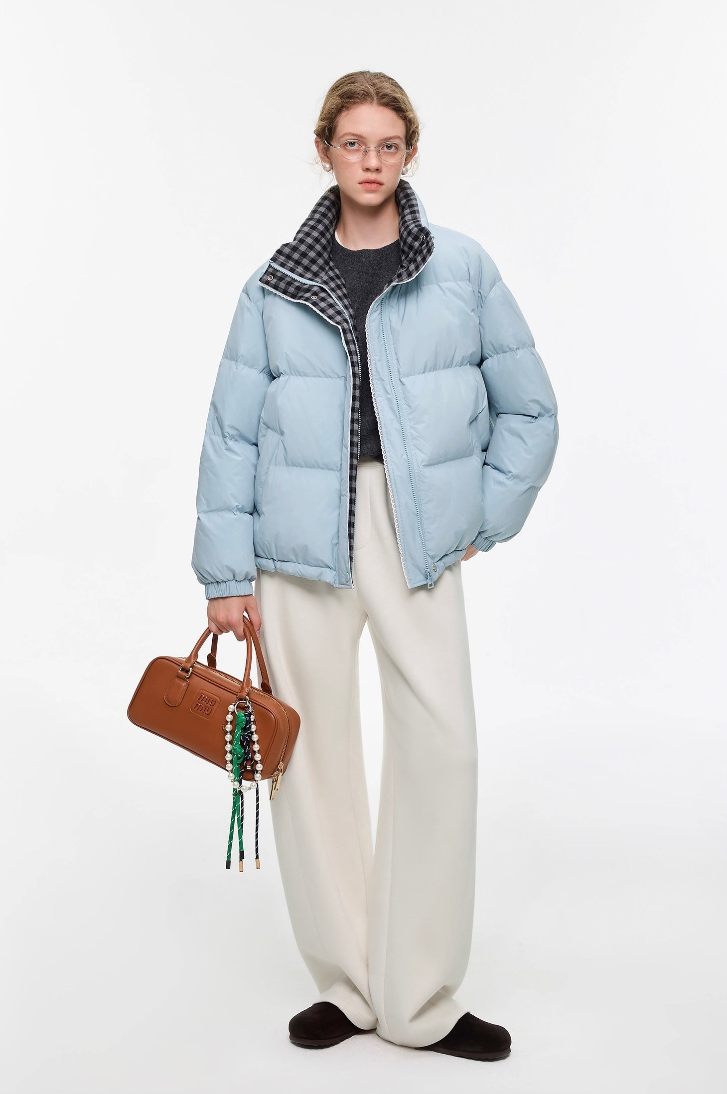 チェックカラーホワイトダックダウンジャケット
C3302