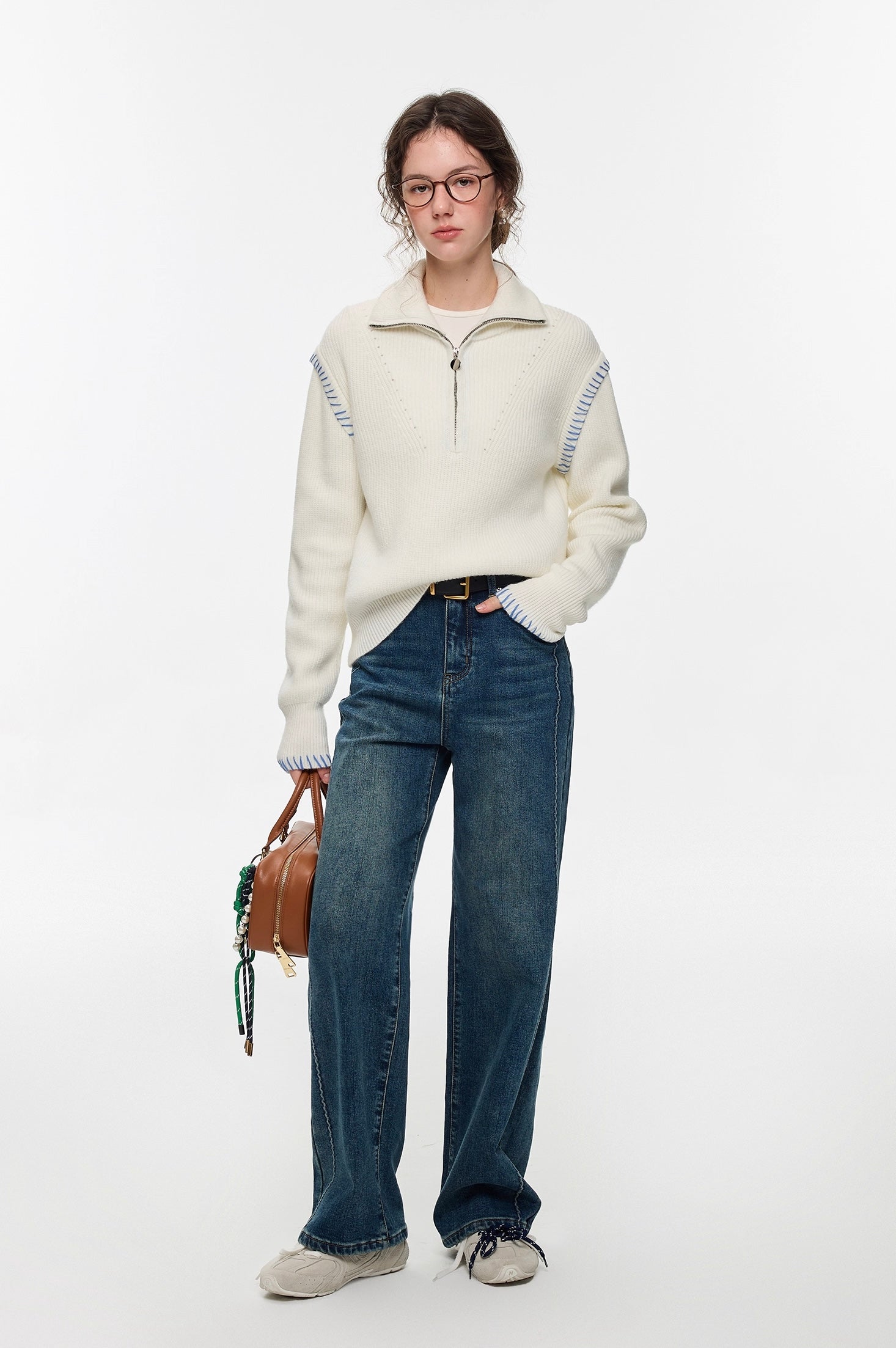 ハーフジップハンドステッチニット
C3306