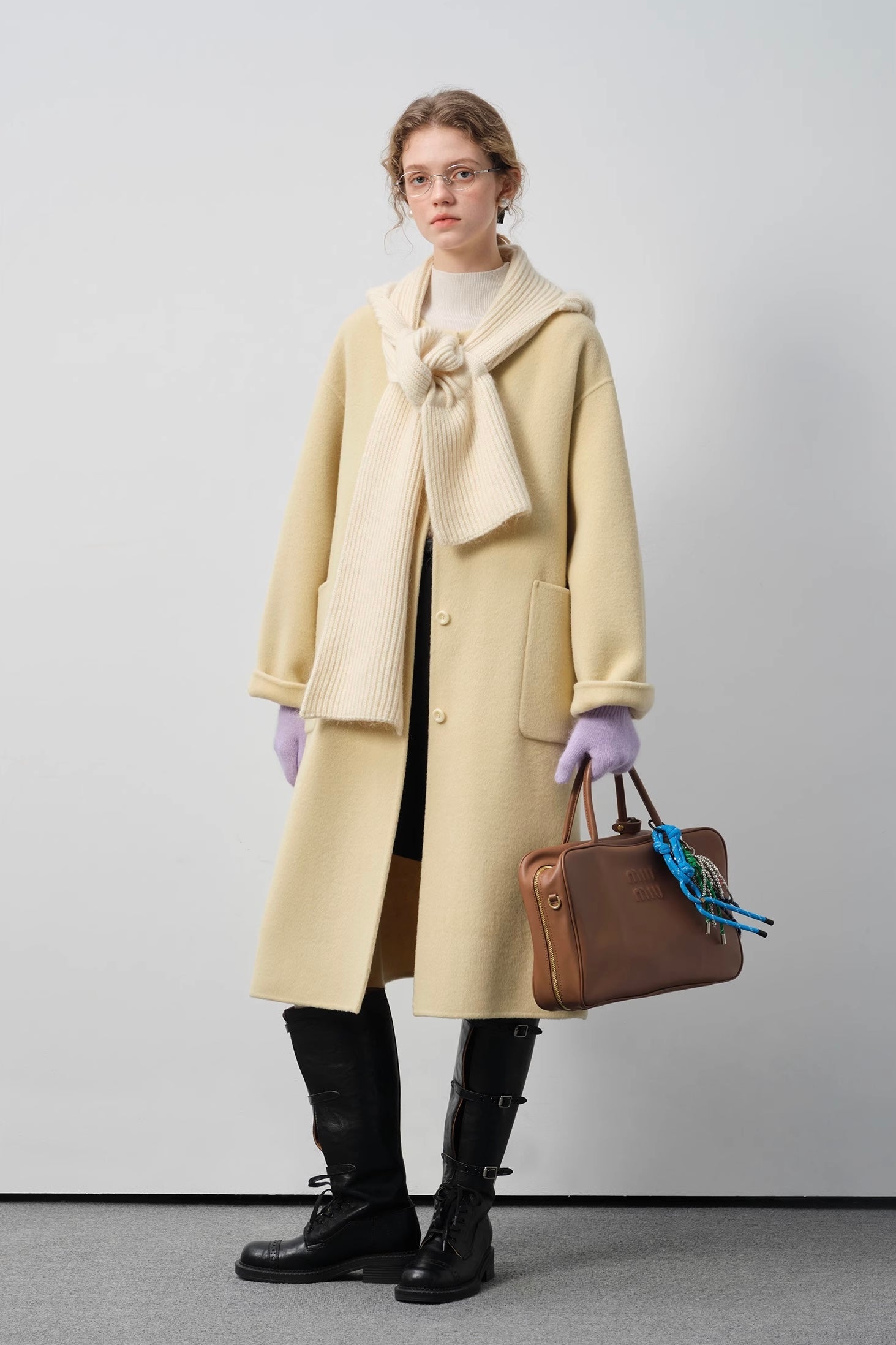 ストール&フード付きウールダブルフェイスコート
C3337