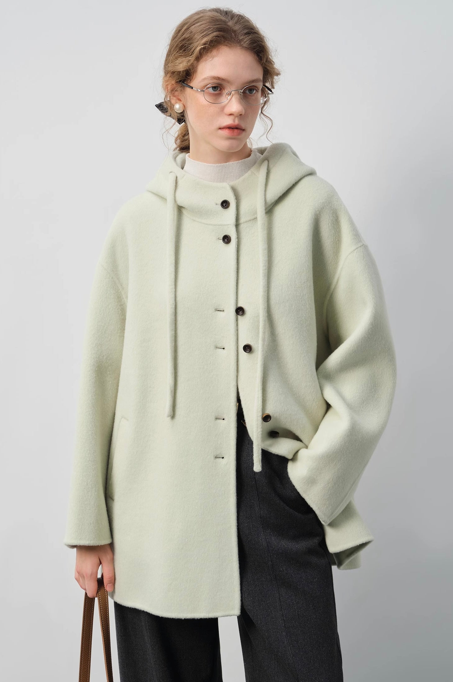 ウールブレンドフーデッドコート
C3342
