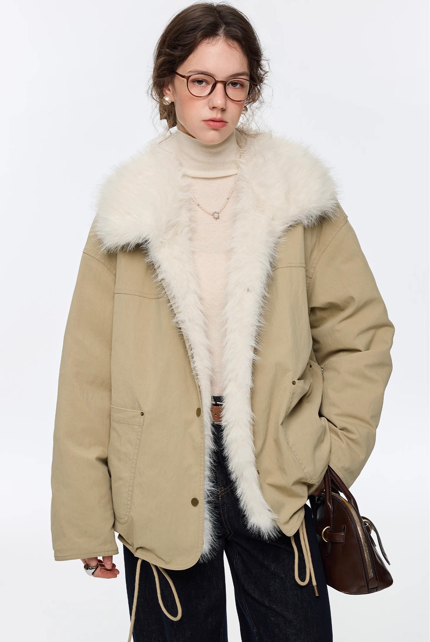 フェイクファーライニングコクーンジャケット
C3344