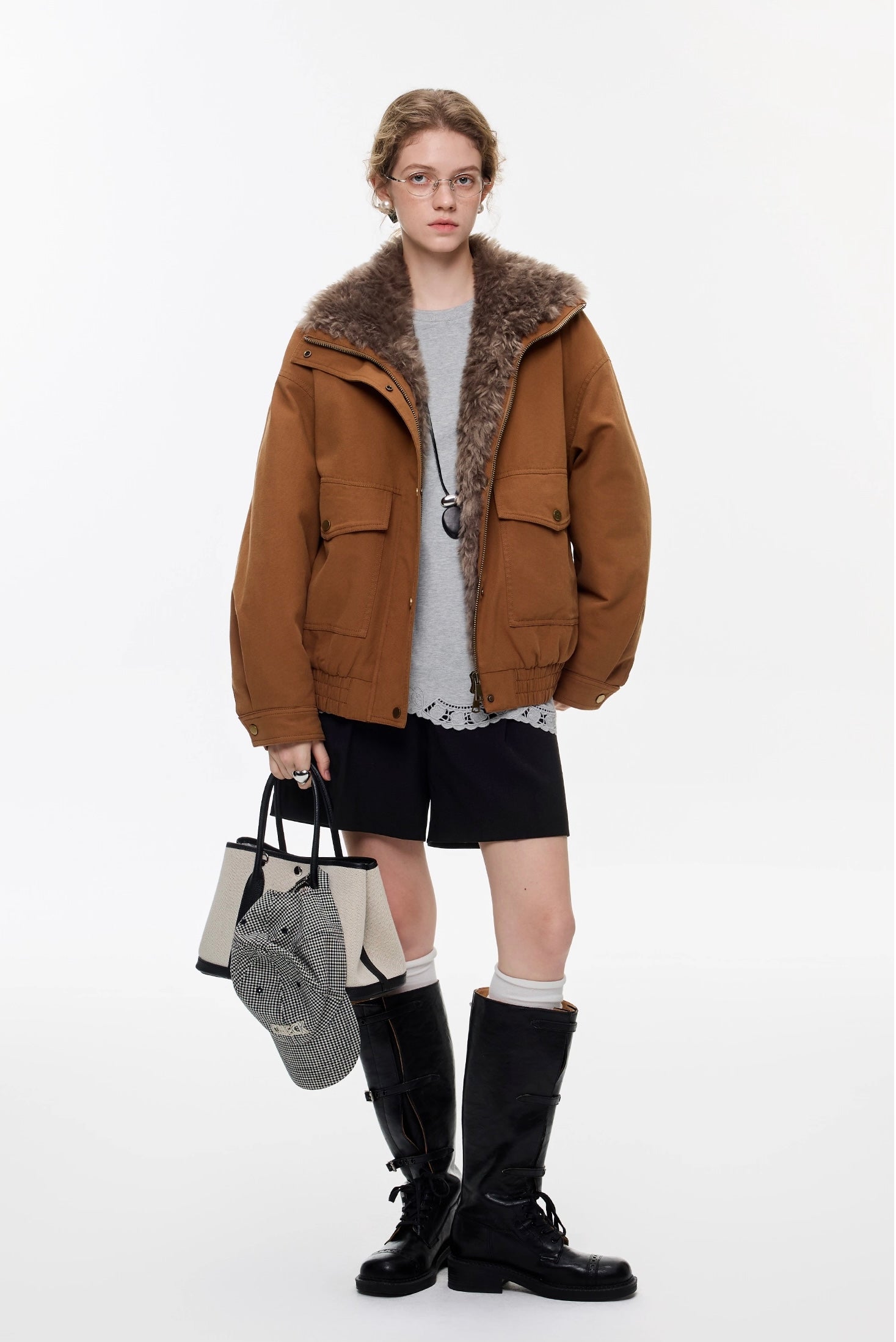 バーンスタイルフェイクシアリングジャケット
C3359