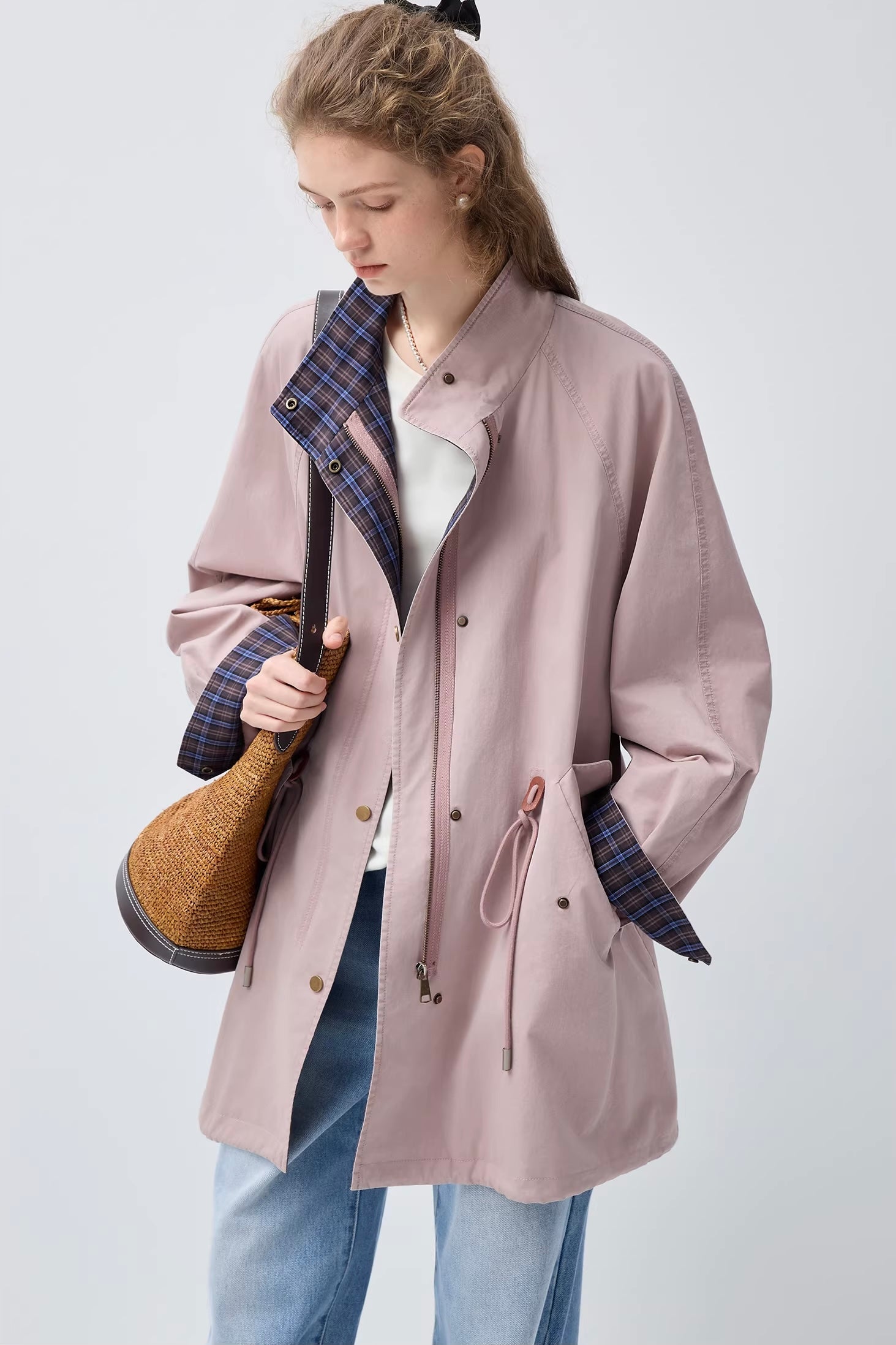 スタンドカラードローストリングジャケットC3474