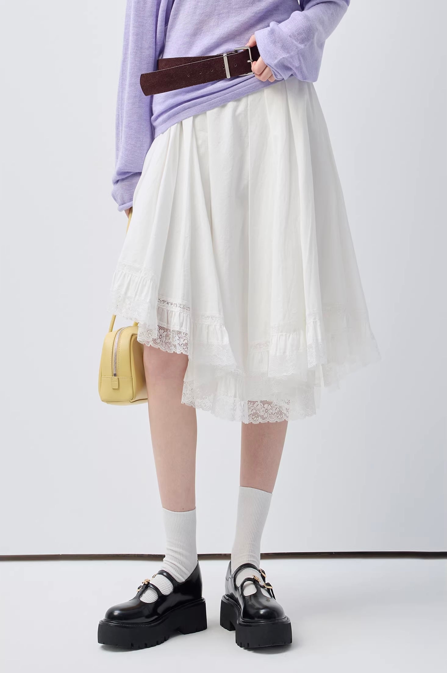 ハイウエストダブルレース切替アシンメトリースカート
C3415