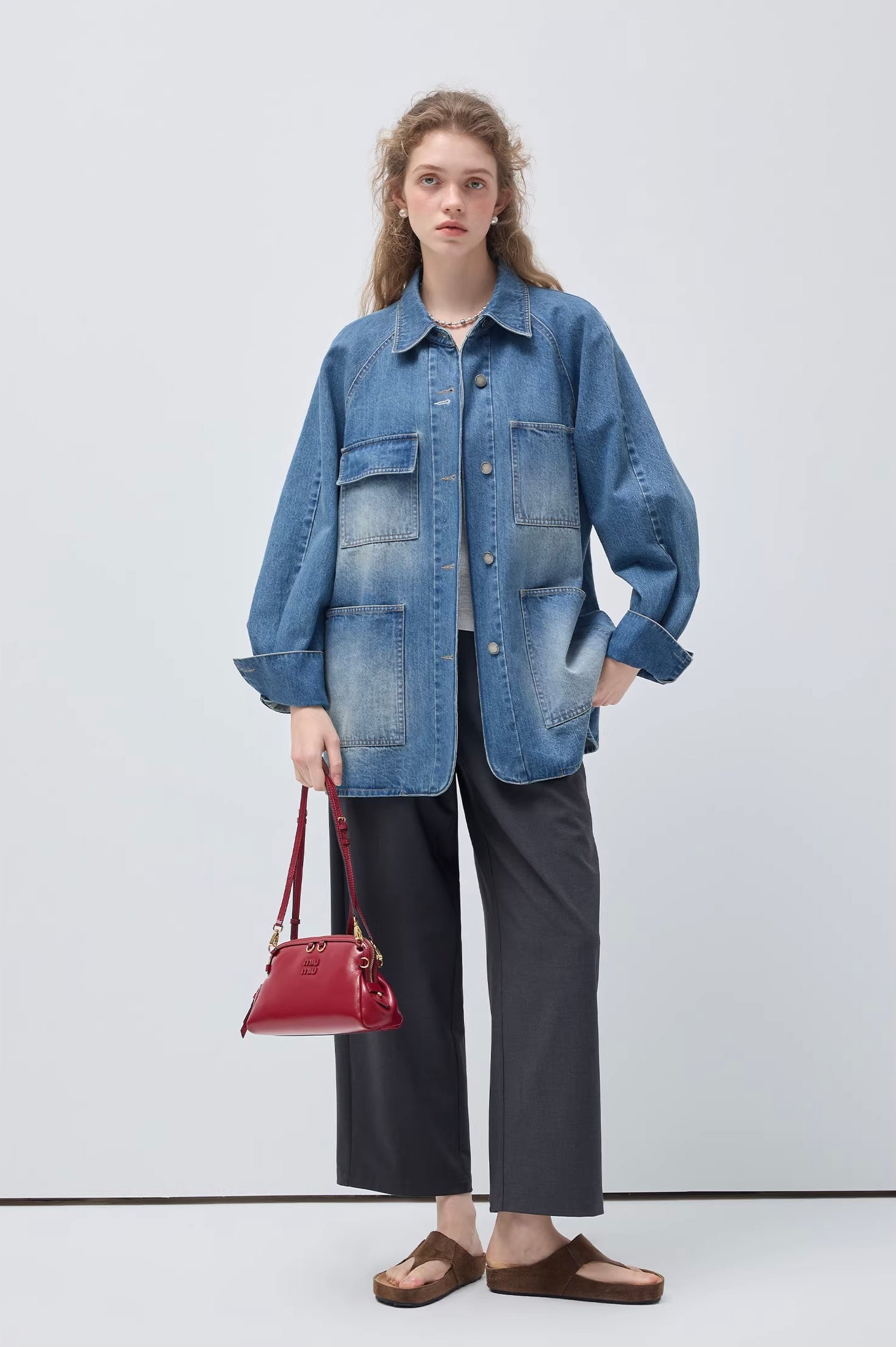 スカーフ付きヴィンテージライク デニムジャケット
C3428