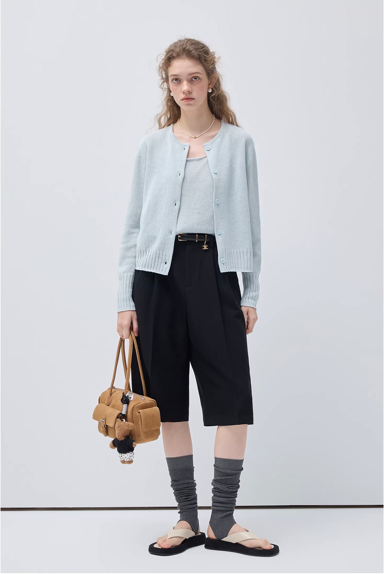 ラウンドネックカーデ＆キャミセット（ニットトップス＋ベスト）
C3447